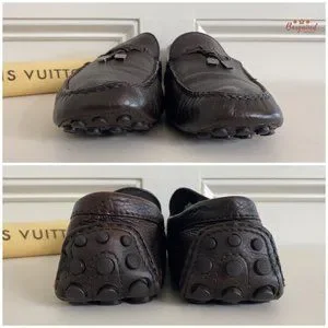 Authentic Louis Vuitton Brown Leather Drivers Logo Bow Slip On Loafers Size 10 Authen Louis Vuitton Brown Leather Drivers Logo Bow Slip On  main image 2